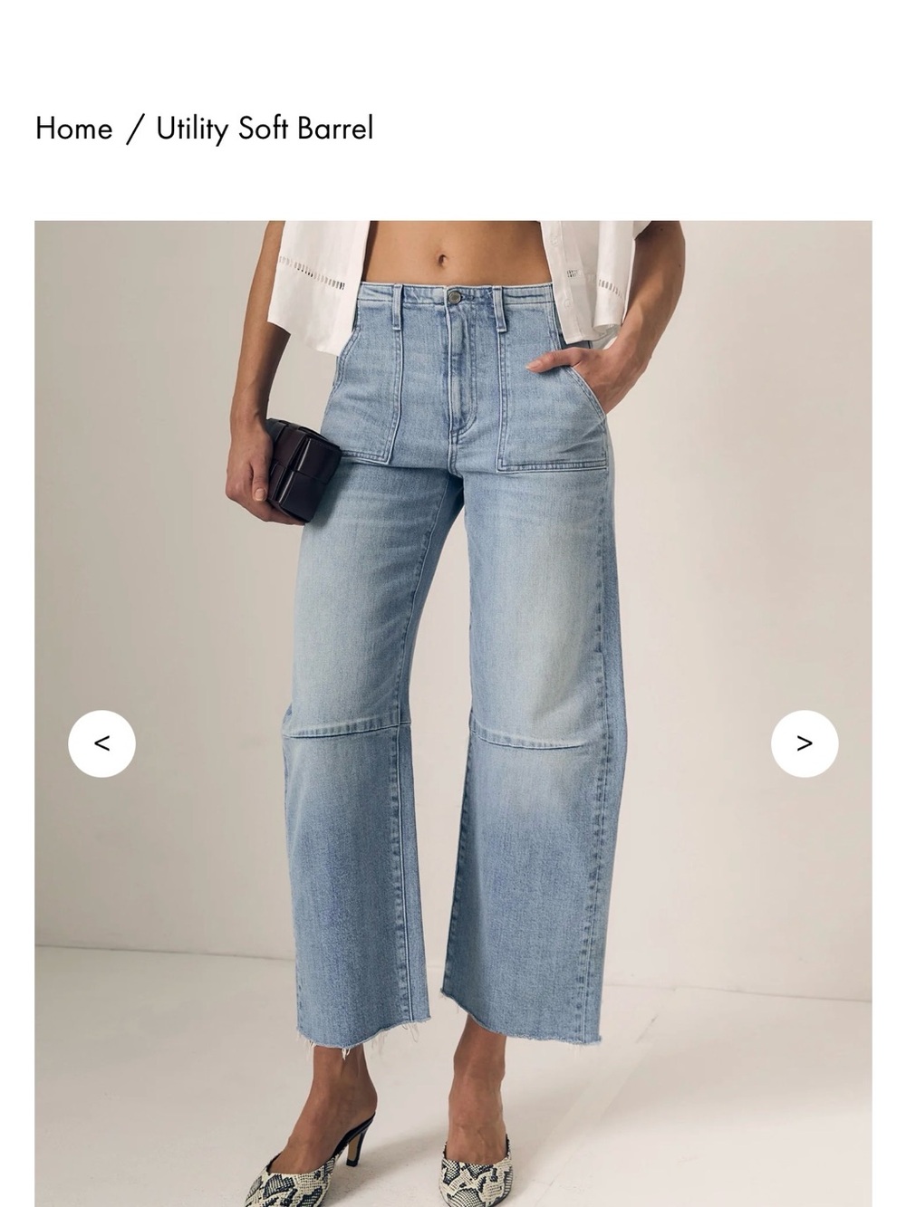 LE JEAN Utility Soft Barrel Cropped Jeans - Light Blue
